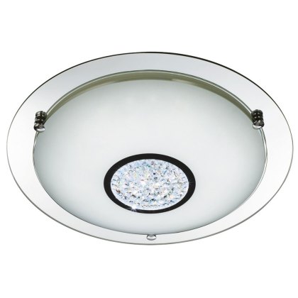 Chrome LED Flush Ceiling Light With Crystal Detail