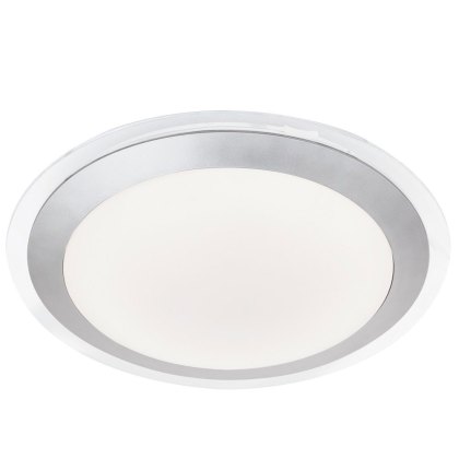Silver LED Flush Light With White Shade