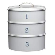Living Nostalgia Grey 3 Tier Steel Cake Tin Living Nostalgia Grey 3 Tier Steel Cake Tin