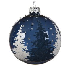Glass Dark Blue Tree Scenery Bauble Glass Dark Blue Tree Scenery Bauble