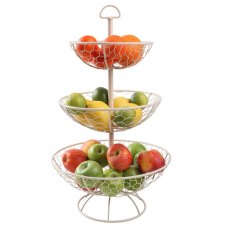 Cream 3 Tier Wire Fruit Basket