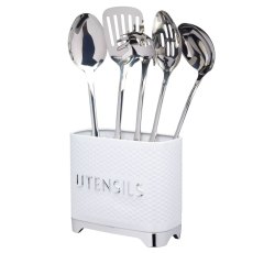 Lovello Textured White Utensil Holder