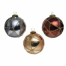 Glass Bauble Graphic Ballont 3 Colours