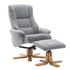 Florida Swivel Recliner Chair & Stool Set in Lake Blue Fabric Florida Swivel Recliner Chair & Stool Set in Lake Blue Fabric
