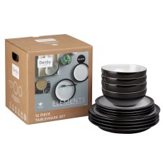 Denby Elements 12 Piece Dinner Set in Black