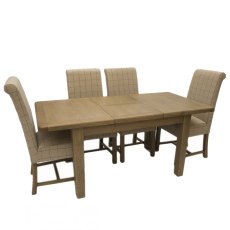 Heritage 1.3m Extending Dining Table with 4 Natural Upholstered Chairs Heritage 1.3m Extending Dining Table with 4 Natural Upholstered Chairs