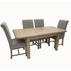 Heritage 1.3m Extending Dining Table with 4 Grey Upholstered Chairs Heritage 1.3m Extending Dining Table with 4 Grey Upholstered Chairs