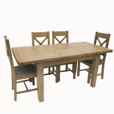 Heritage 1.3m Extending Dining Table with 4 Cross Back Grey Chairs Heritage 1.3m Extending Dining Table with 4 Cross Back Grey Chairs