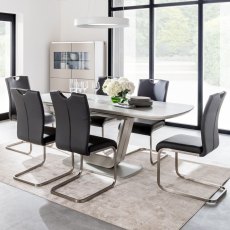 Lazzaro 1.6m Grey Extending Table with 6 Grey Chairs Lazzaro 1.6m Grey Extending Table with 6 Grey Chairs