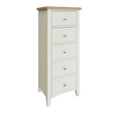 Stiffkey 5 Drawer Narrow Chest in White Stiffkey 5 Drawer Narrow Chest in White