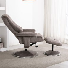 Denver Swivel Recliner Chair & Stool Set In Rhino Fabric Denver Swivel Recliner Chair & Stool Set In Rhino Fabric