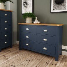Hastings 6 Drawer Chest of Drawers in Blue Hastings 6 Drawer Chest of Drawers in Blue