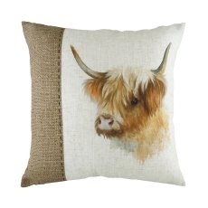 Hessian Cow Cushion Poly Filled White 43x43 Hessian Cow Cushion Poly Filled White 43x43