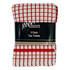 Loomcraft Pack of 3 Boston Red Kitchen Towels Loomcraft Pack of 3 Boston Red Kitchen Towels