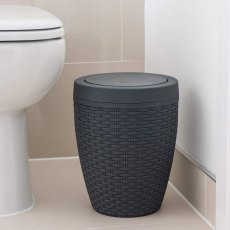 Addis Rattan Bathroom Bin Charcoal