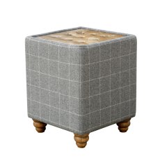 Artisan Side Table in Leather & Grey Wool with Glass Top Artisan Side Table in Leather & Grey Wool with Glass Top