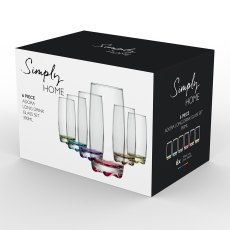 Simply Home Set of 6 Adora Long Drink Glasses