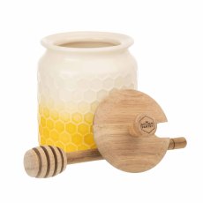 Kitchen Pantry Yellow Honey Pot with Drizzler