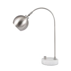 Feliciani Brush Silver Metal and White Marble Task Lamp Feliciani Brush Silver Metal and White Marble Task Lamp