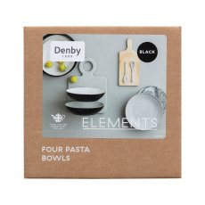 Denby Elements Black 4 Piece Pasta Bowl Set