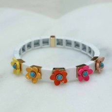 Zelly White Daisy Tile Bracelet Zelly White Daisy Tile Bracelet