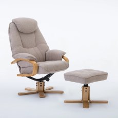 Pisa Swivel Recliner Chair & Stool Set in Lisbon Wheat Pisa Swivel Recliner Chair & Stool Set in Lisbon Wheat