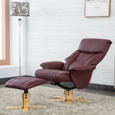 Marseille Chair & Stool Set in Faux Leather Burgundy Marseille Chair & Stool Set in Faux Leather Burgundy