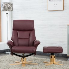 Marseille Chair & Stool Set in Faux Leather Burgundy Marseille Chair & Stool Set in Faux Leather Burgundy