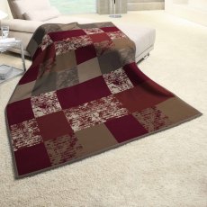 Biederlack Unique Velour Binding Marble Check Red Throw