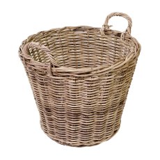 Stow Green Grey Rattan Round Log Basket Stow Green Grey Rattan Round Log Basket