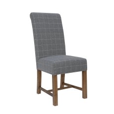 Chatsworth Oak Upholstered Grey Check Dining Chair