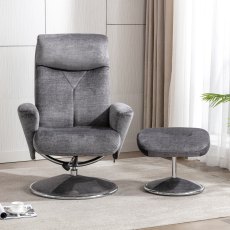 Paddington Swivel Chair and Stool Set in Graphite