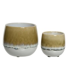 Kaemingk Set of 2 Stoneware Planters