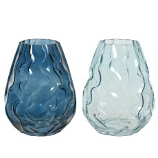 Kaemingk Blue Bubble Glass Vase