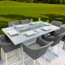 Santorini Bar Table and Fire Pit with 6 Bar Chairs - ex display Santorini Bar Table and Fire Pit with 6 Bar Chairs - ex display