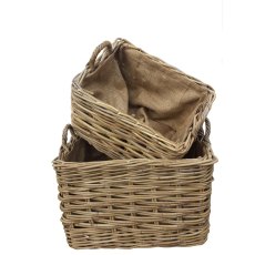 Glenweave Small Rectangular Wash Basket with Hessian Liner