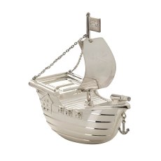 Bambino Silver Plated Pirate Ship Money Box Bambino Silver Plated Pirate Ship Money Box