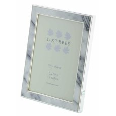 Sixtrees Georgette Silver Plated With Grey Marble Effect Photo Frame.