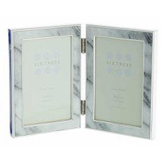 Sixtrees Georgetter Silver Plated Folding Grey Marble Effect Photo Frames.