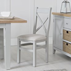 Derwent Grey 1.2m Table and 4 Fabric Cross Back Chairs Derwent Grey 1.2m Table and 4 Fabric Cross Back Chairs