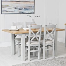 Derwent Grey 1.2m Table and 4 Fabric Cross Back Chairs Derwent Grey 1.2m Table and 4 Fabric Cross Back Chairs