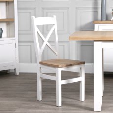Derwent White 1.2m Table and 4 Wooden Cross Back Chairs