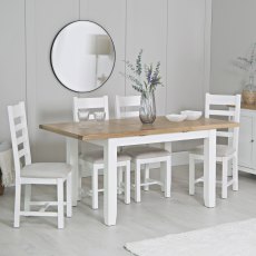 Derwent White 1.2m Table and 6 Fabric Ladder Back Chairs