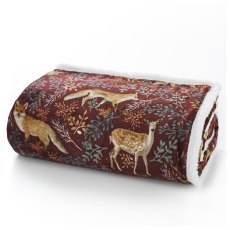 Deyongs Mulberry Fox & Deer Sherpa Lined Fleece Throw Deyongs Mulberry Fox & Deer Sherpa Lined Fleece Throw