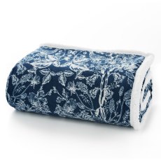 Deyongs Navy Secret Garden Sherpa Lined Fleece Throw Deyongs Navy Secret Garden Sherpa Lined Fleece Throw