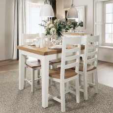 Tenby 1.2m Extending Dining Table & 4 Wooden Seat Dining Chairs