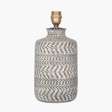 Atouk Textured Stoneware Lamp with Natural Linen Shade