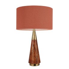Allura Antique Brass and Dark Wood Table Lamp with Lamp Shade