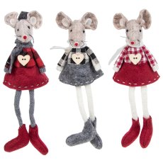 Xmas Tartan Mice Dangly Legs Xmas Tartan Mice Dangly Legs