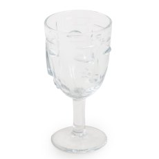 Set of 6 Clear Deco Face Wine Glasses